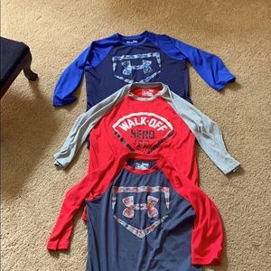 3 Under Armour baseball logo shirts -all 3 for $30